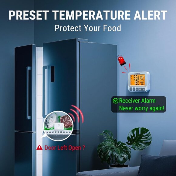 Wireless Freezer Fridge Thermometer with Alarm, 500 ft/150 m Range, High Accurac - Picture 5 of 8